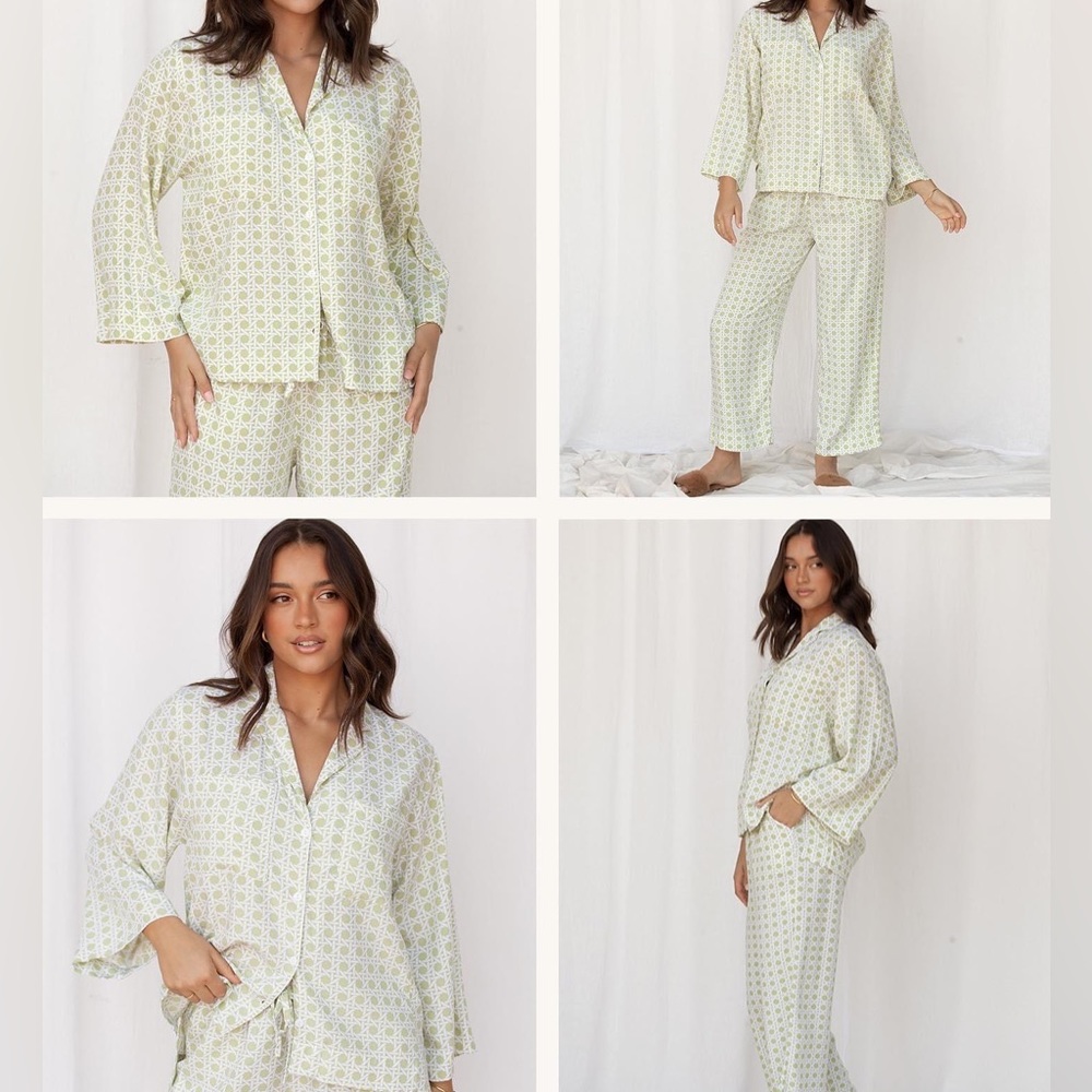 Piyama Peta Set Long Rattan Margarita Pajamas